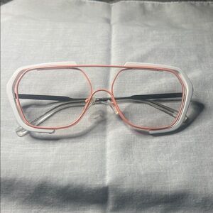 Stylish White and Pink Geometric Glasses